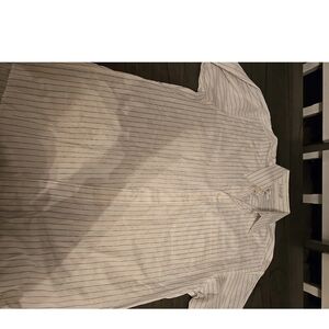 Christian Dior Chemise 100% Cotton White Striped Size 16 32/33 VTG